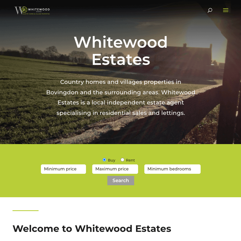 whitewood estates screenshot Whitewood Estates website screenshot